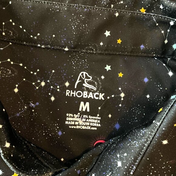 Rhoback The Space Performance Polo Shirt Black Short Sleeve Size Medium M Golf - Picture 5 of 7
